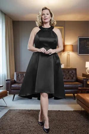 High Low Sleeveless Halter A Line Mother of the Bride Dress