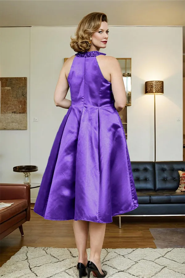 High Low Sleeveless Halter A Line Mother of the Bride Dress