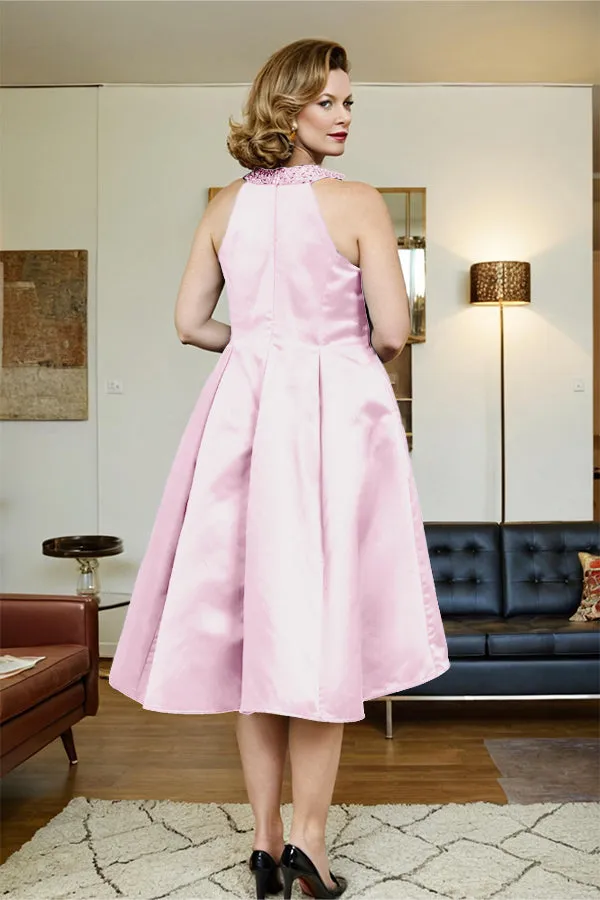 High Low Sleeveless Halter A Line Mother of the Bride Dress