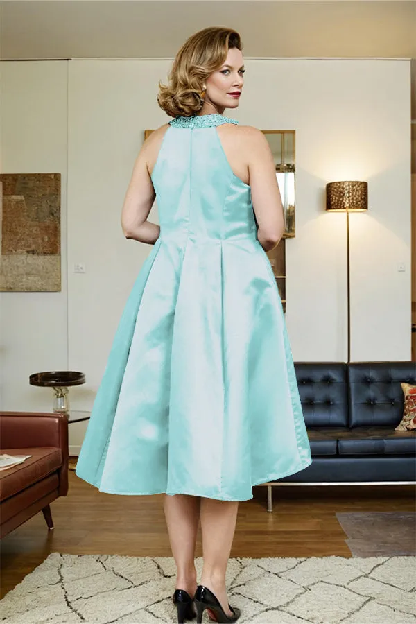 High Low Sleeveless Halter A Line Mother of the Bride Dress