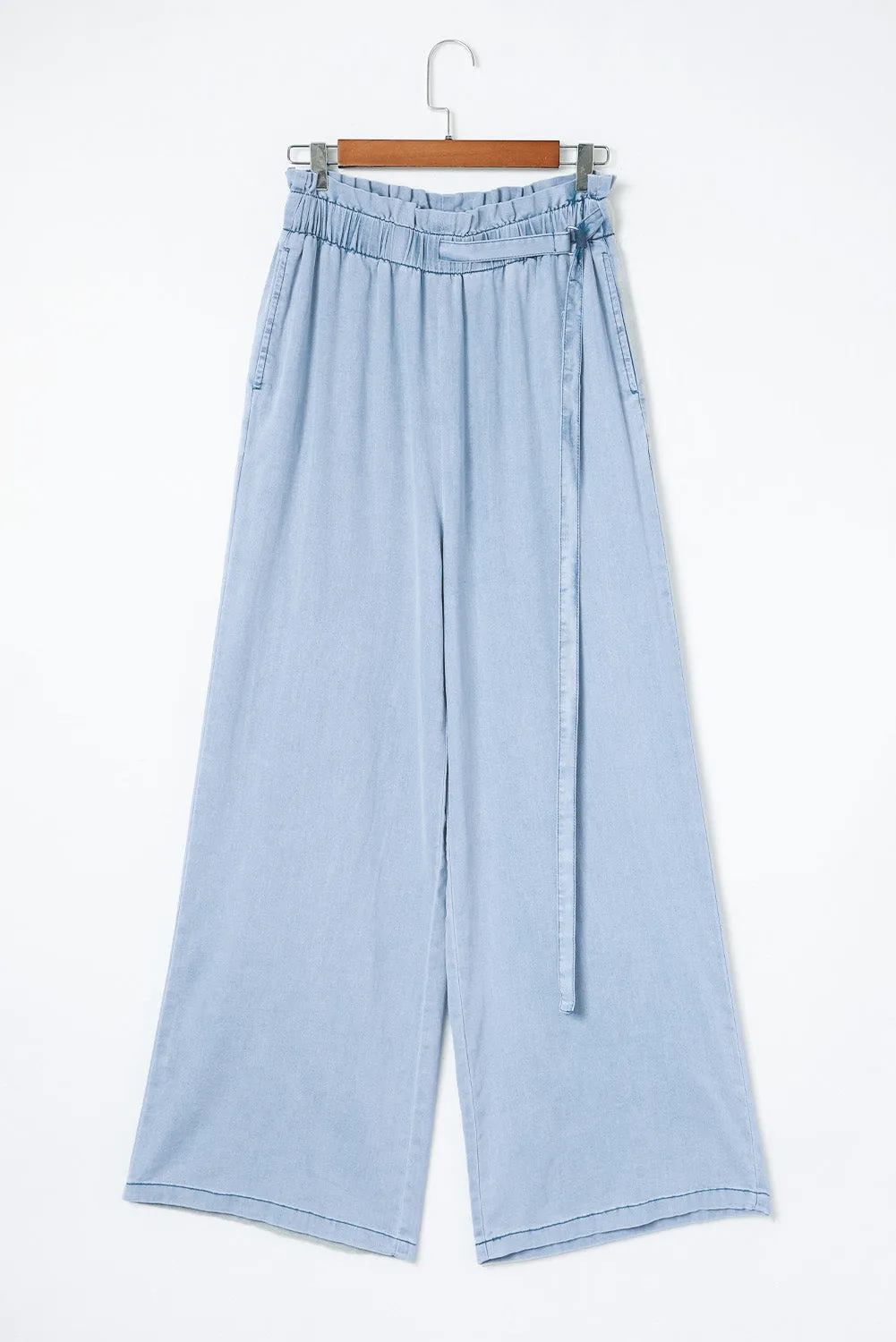 High Waist Pocketed Wide Leg Tencel Jeans