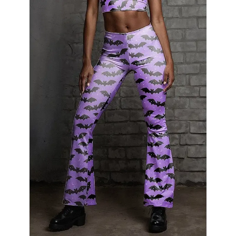 High Waisted Flare Bottoms Leggings in Y2K Style with Stretch Fabric