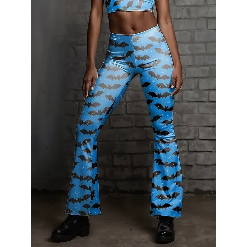 High Waisted Flare Bottoms Leggings in Y2K Style with Stretch Fabric