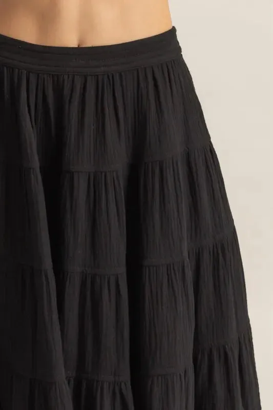 HYFVE Double Gauze Tiered Midi Skirt with Pockets
