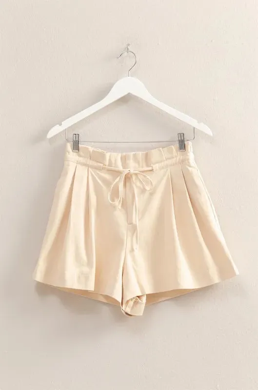 HYFVE High-Waisted Washed Twill Paperbag Shorts