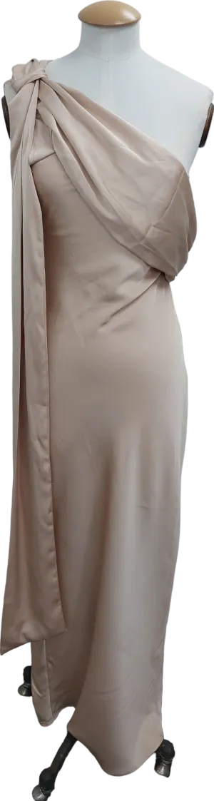 In The Style Nude Asymmetric Draped Neckline Maxi Dress UK 8