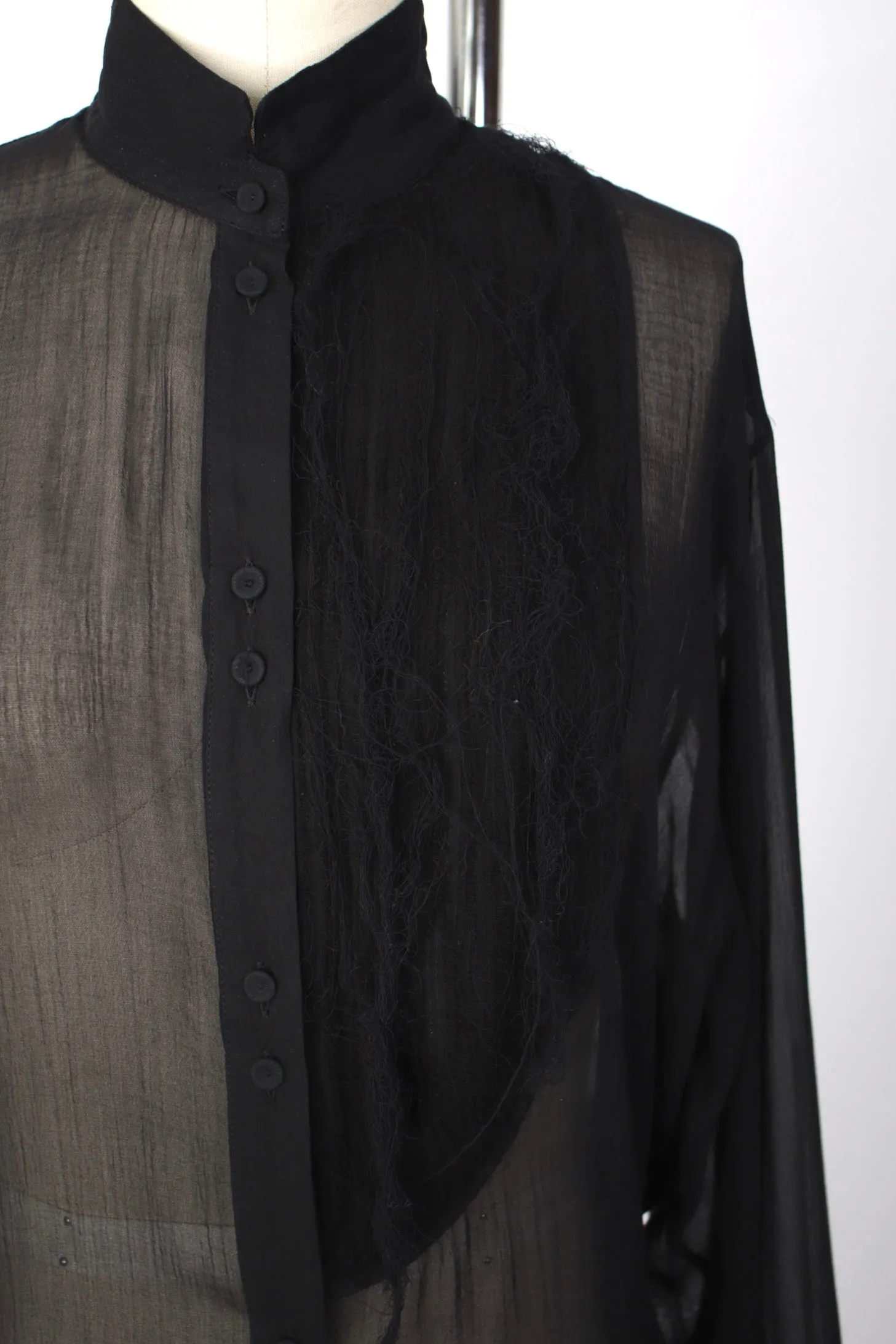 Isabel Benenato Chiffon Distressed Shirt