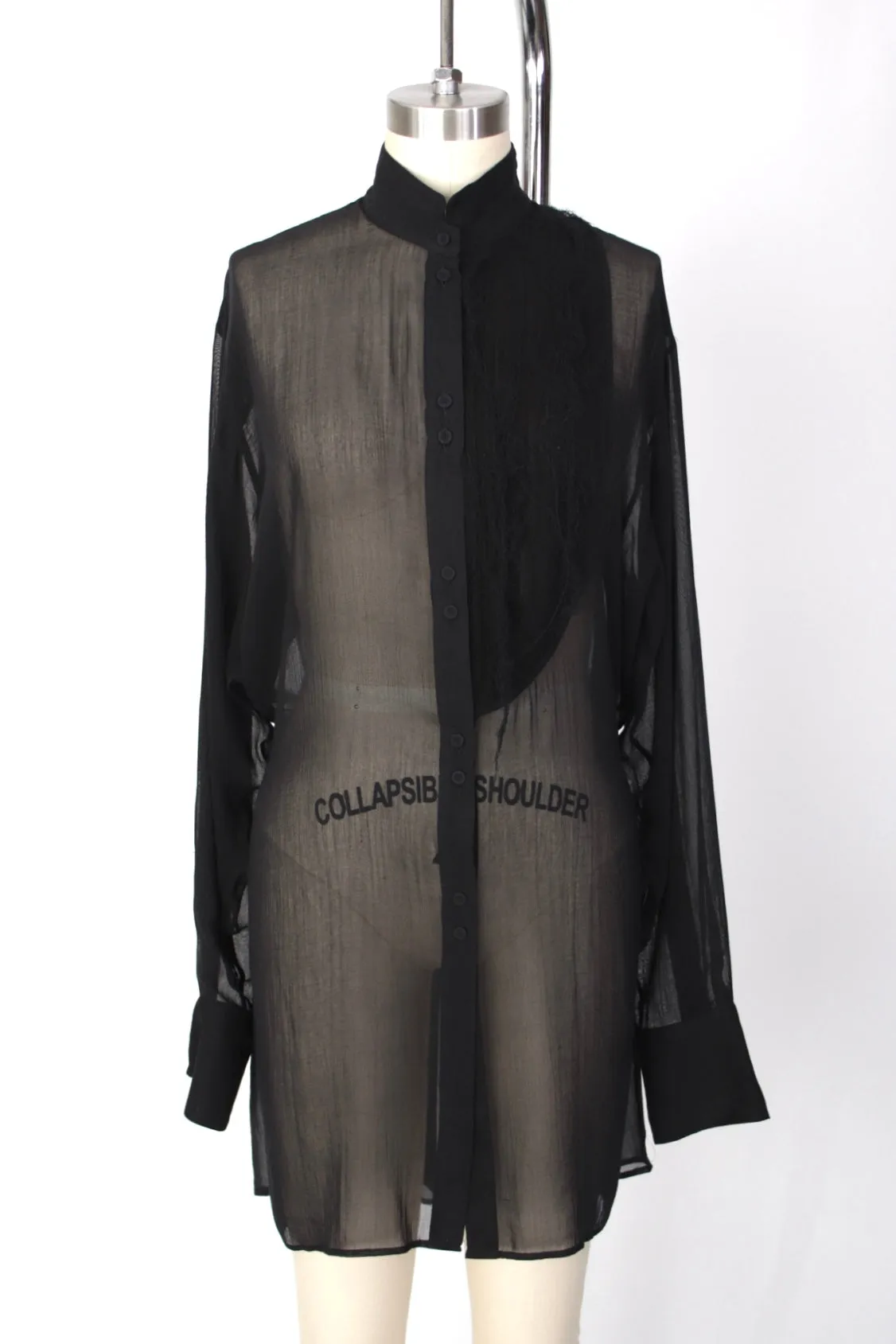 Isabel Benenato Chiffon Distressed Shirt