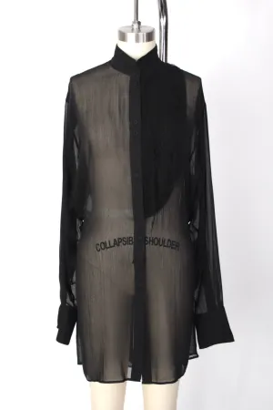 Isabel Benenato Chiffon Distressed Shirt