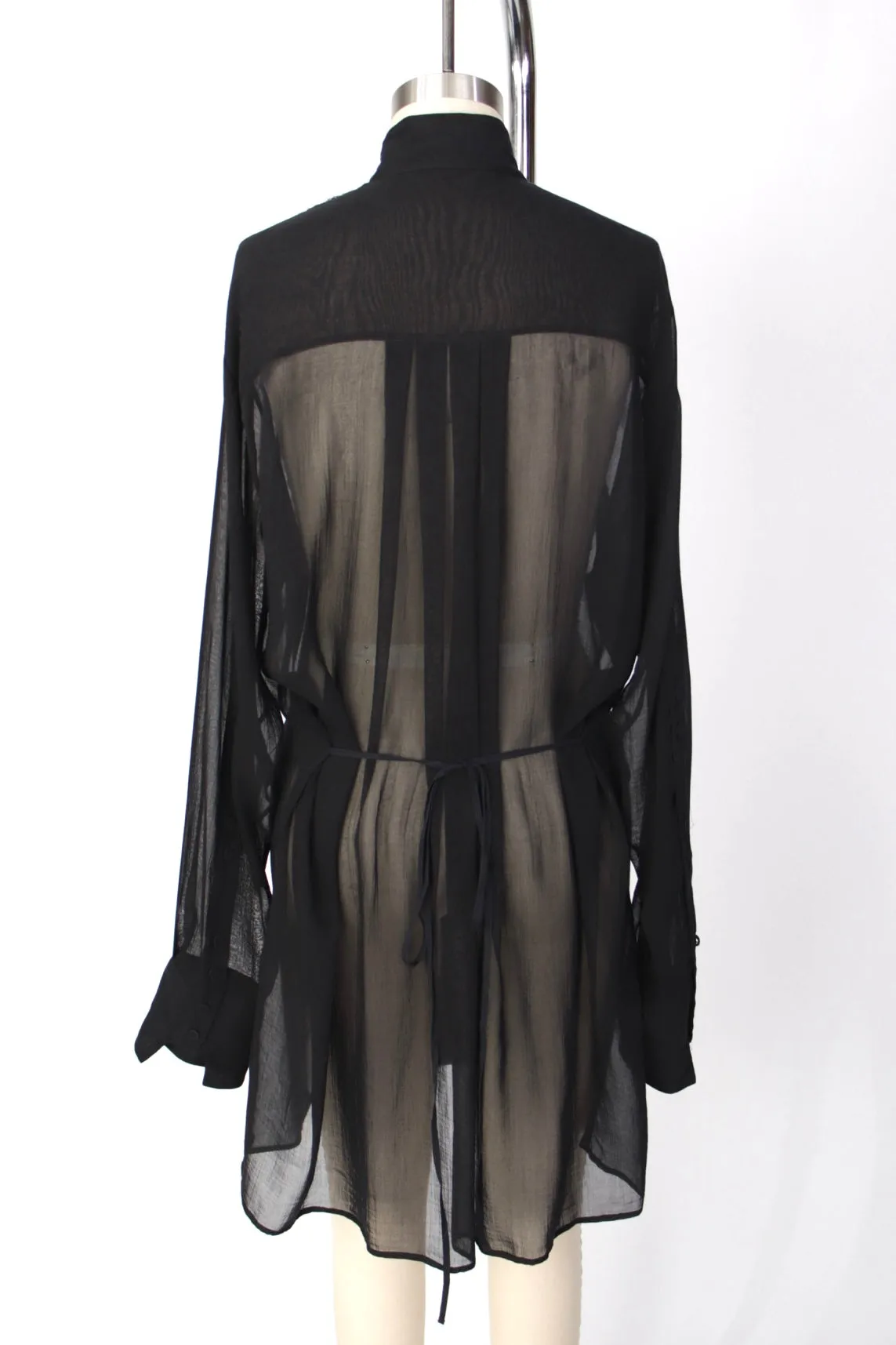 Isabel Benenato Chiffon Distressed Shirt