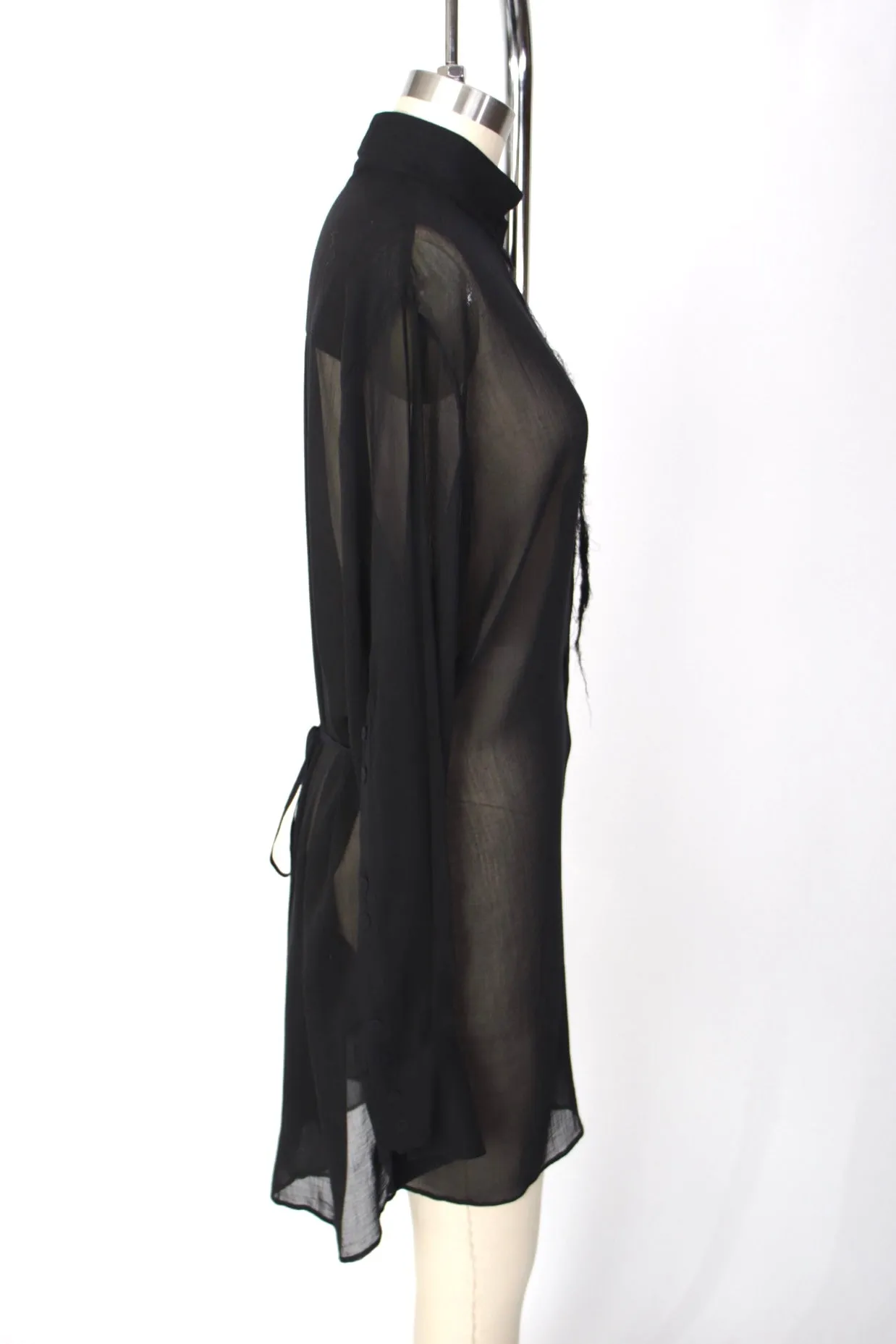 Isabel Benenato Chiffon Distressed Shirt