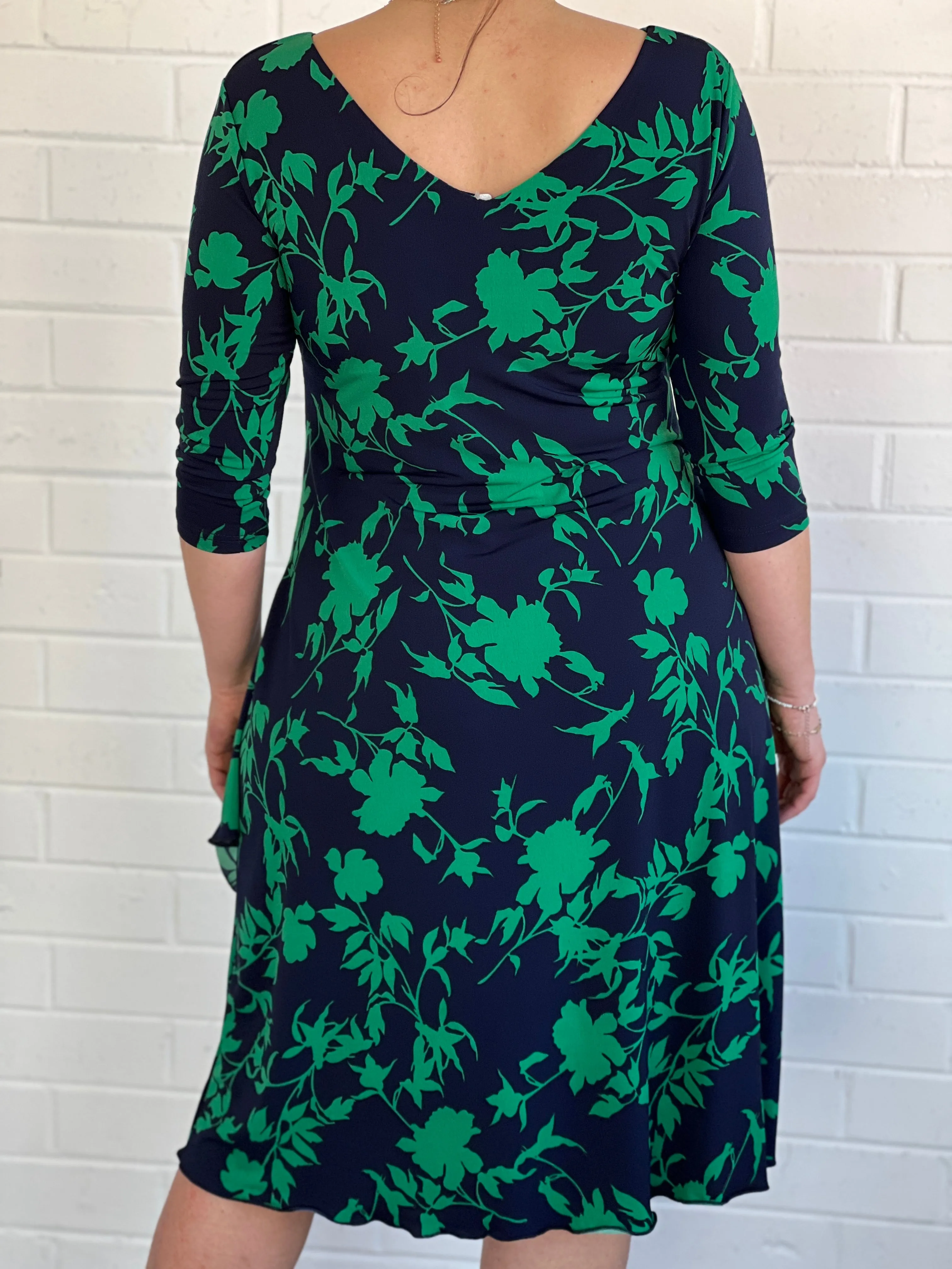 Isidora Navy Leaf Wrap Dress