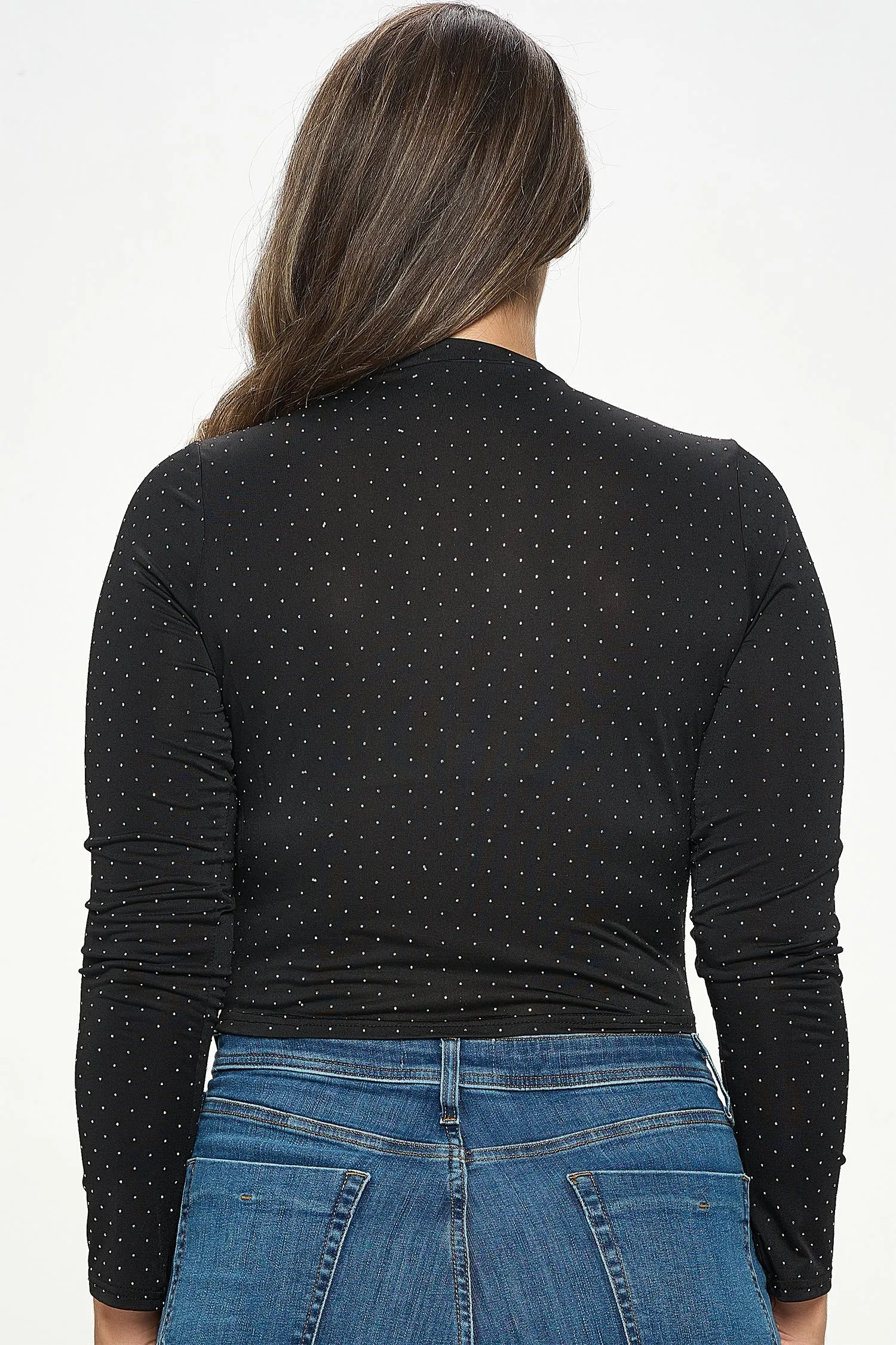 IT5710-PLUS | Tops | Junior Plus Rhinestone Long Sleeve Top