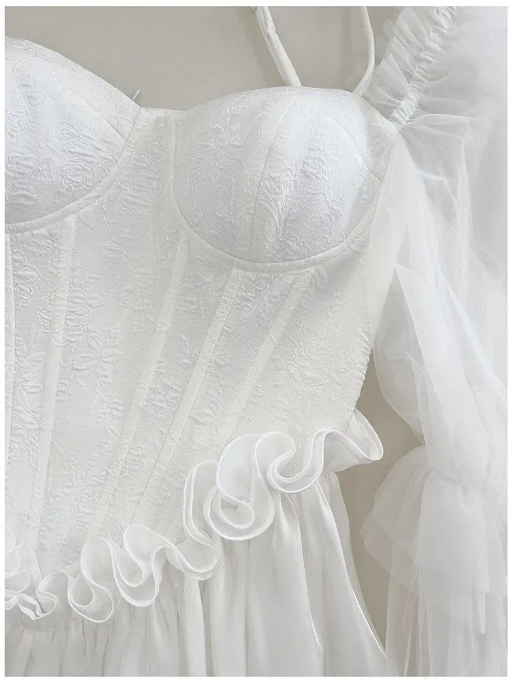 JazzHer Simple High Low Spaghetti Straps White Homecoming Dresses th Birthday Outfits Party Dress (PRE-ORDER)