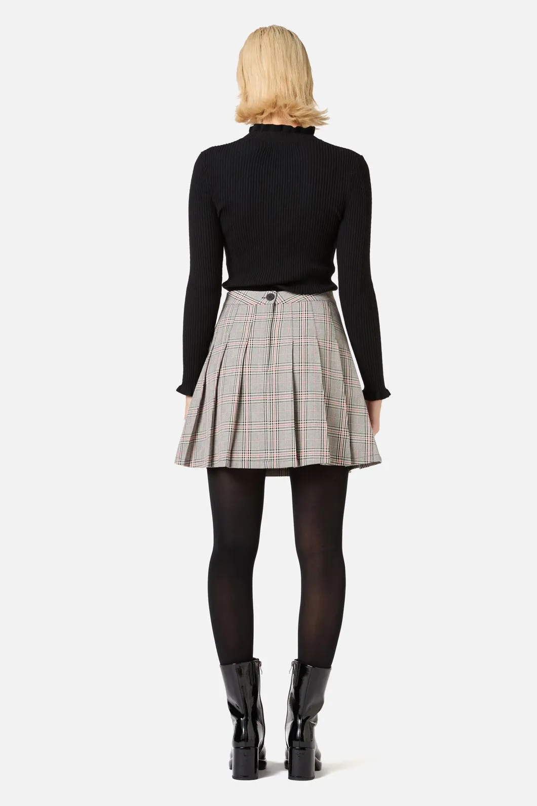 Joe Check Pleated Mini Skirt