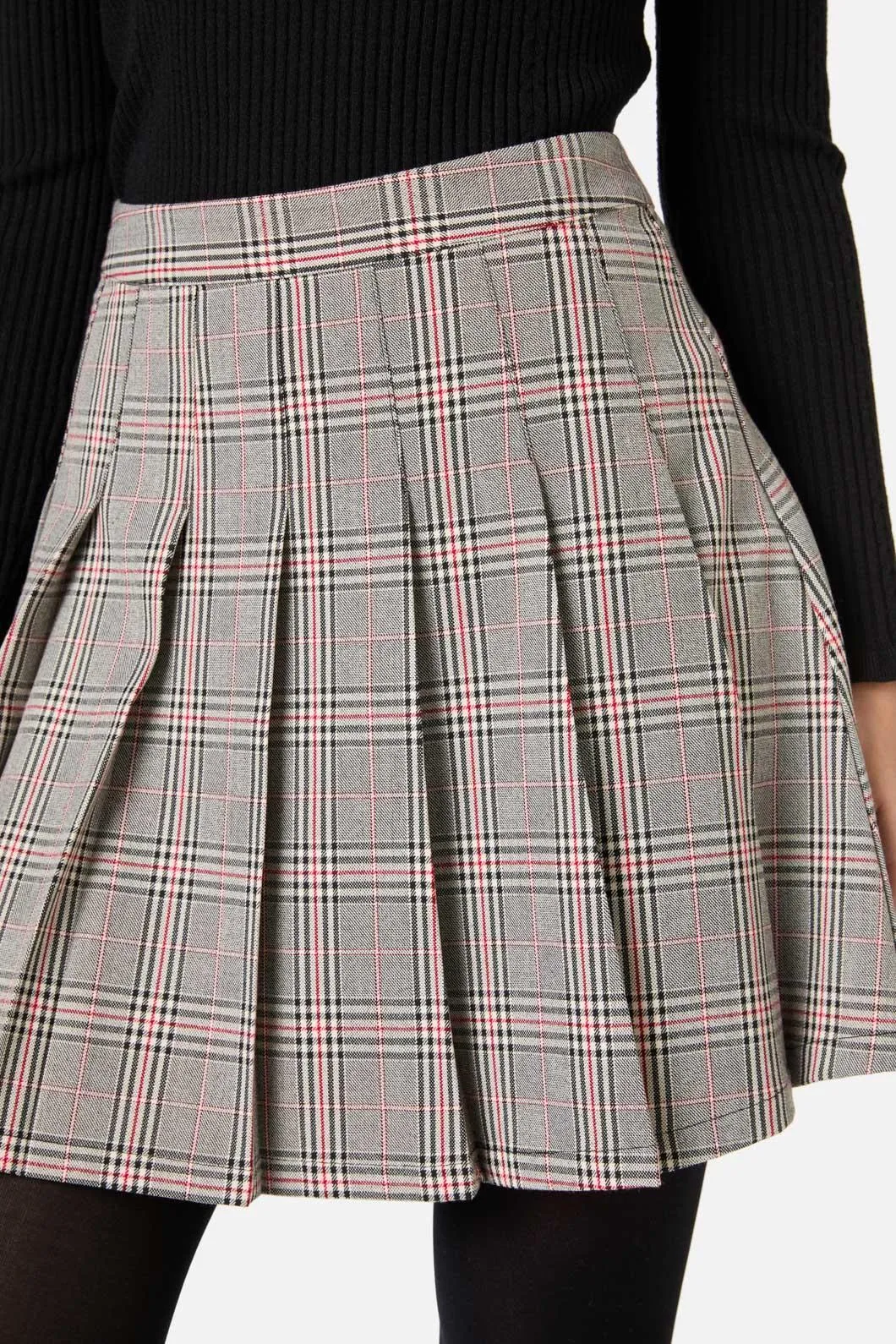 Joe Check Pleated Mini Skirt