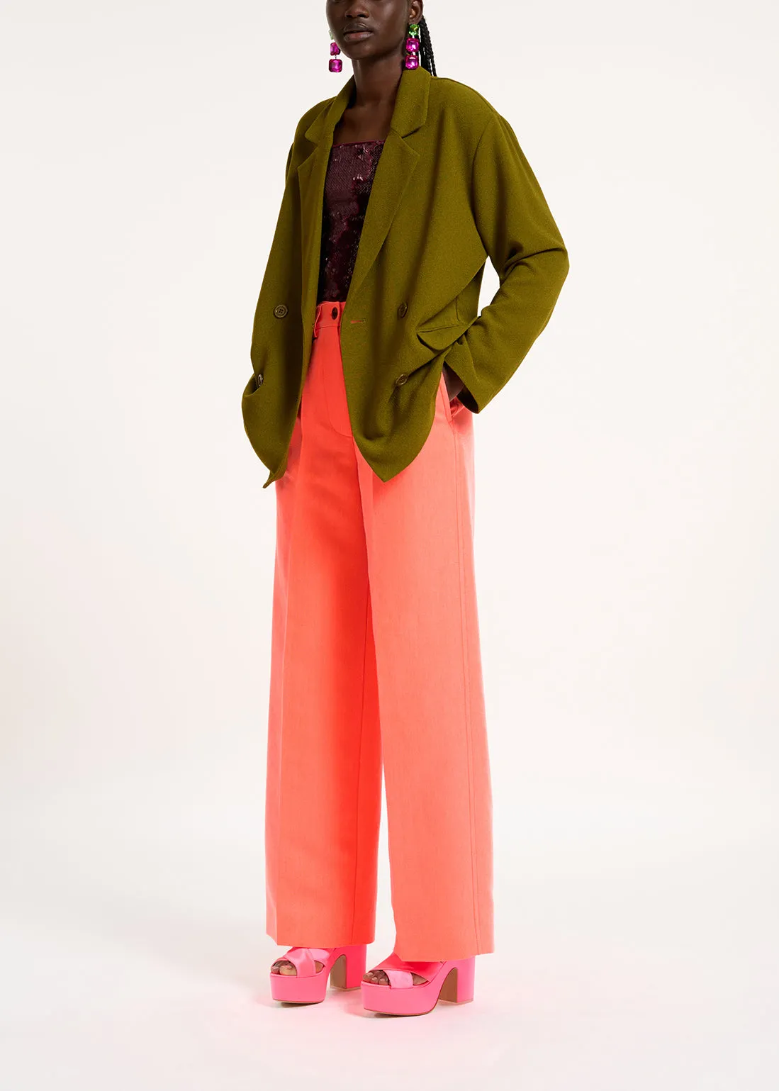 Khaki double-breasted blazer