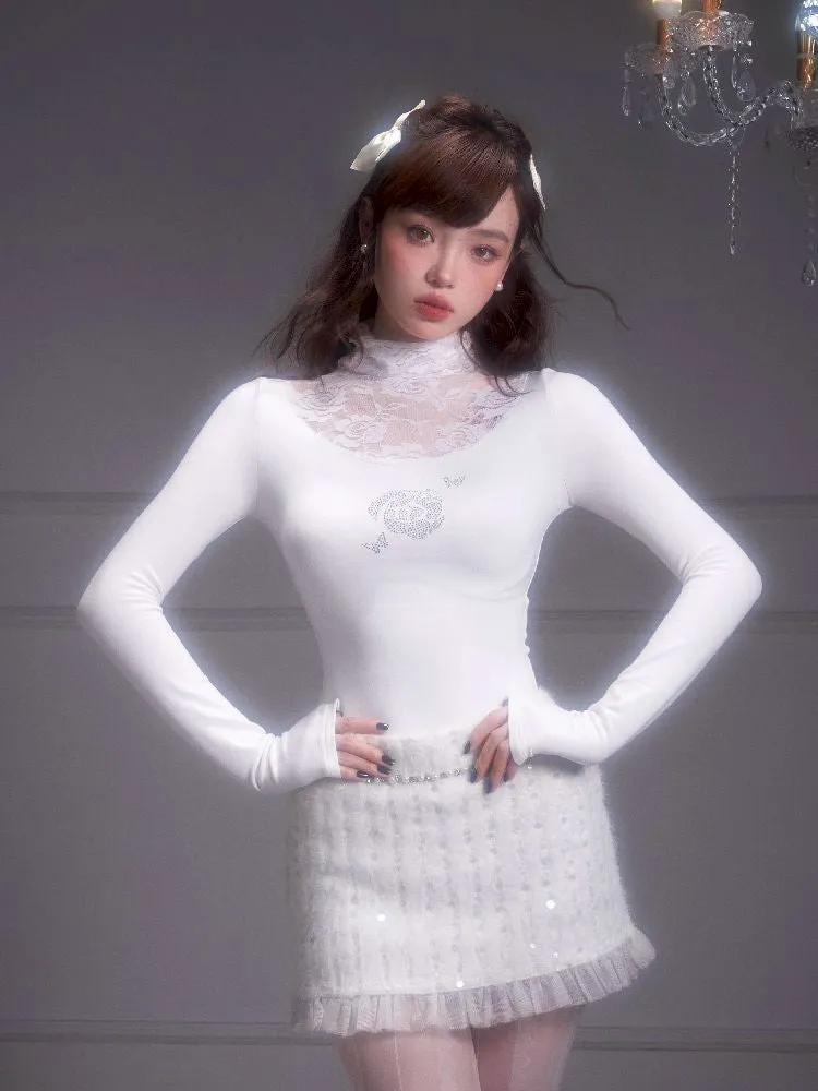 Lace Splicing Peplum Tight Bottom Shirt【s0000005342】