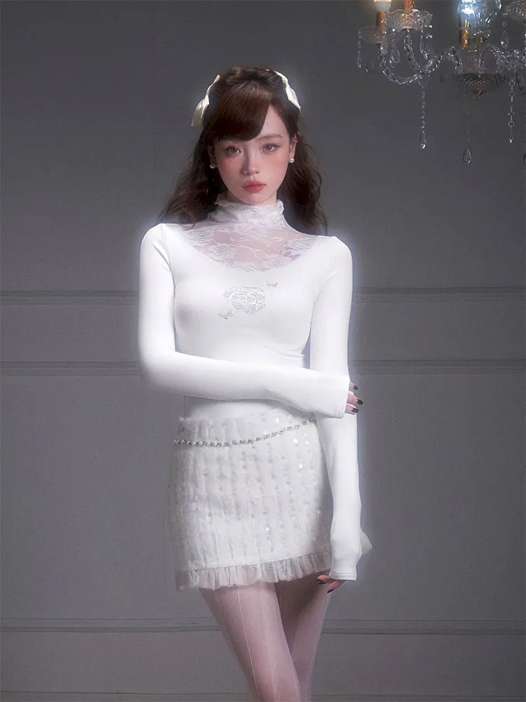 Lace Splicing Peplum Tight Bottom Shirt【s0000005342】