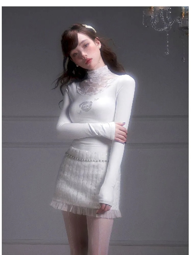 Lace Splicing Peplum Tight Bottom Shirt【s0000005342】