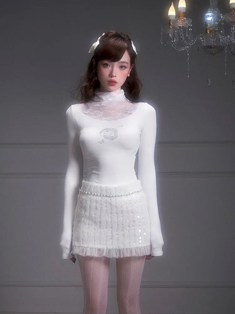 Lace Splicing Peplum Tight Bottom Shirt【s0000005342】