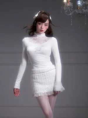 Lace Splicing Peplum Tight Bottom Shirt【s0000005342】