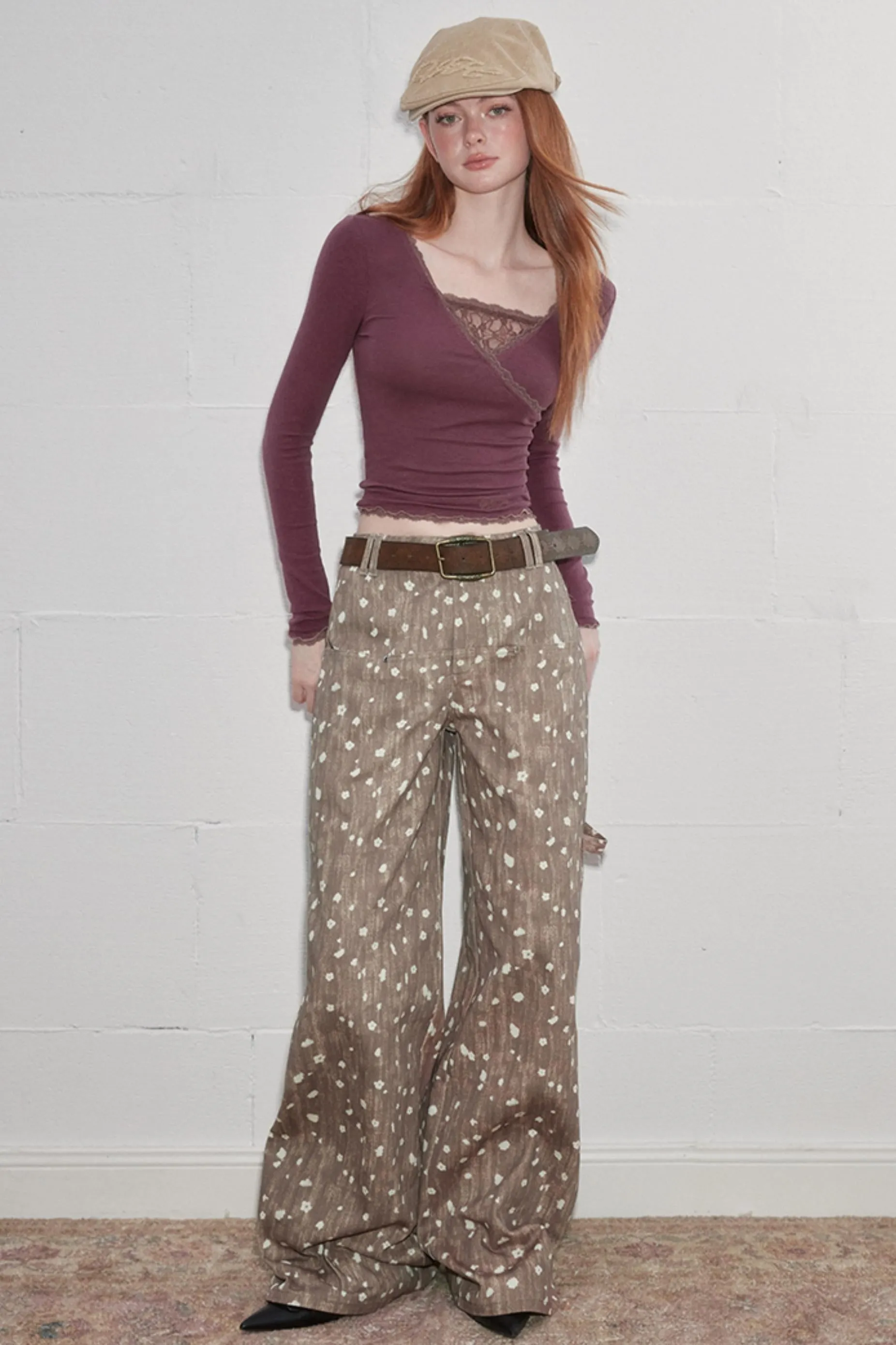 Lace-Trimmed Asymmetrical Tee