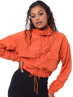 Ladies Cropped Windbreaker - Orange