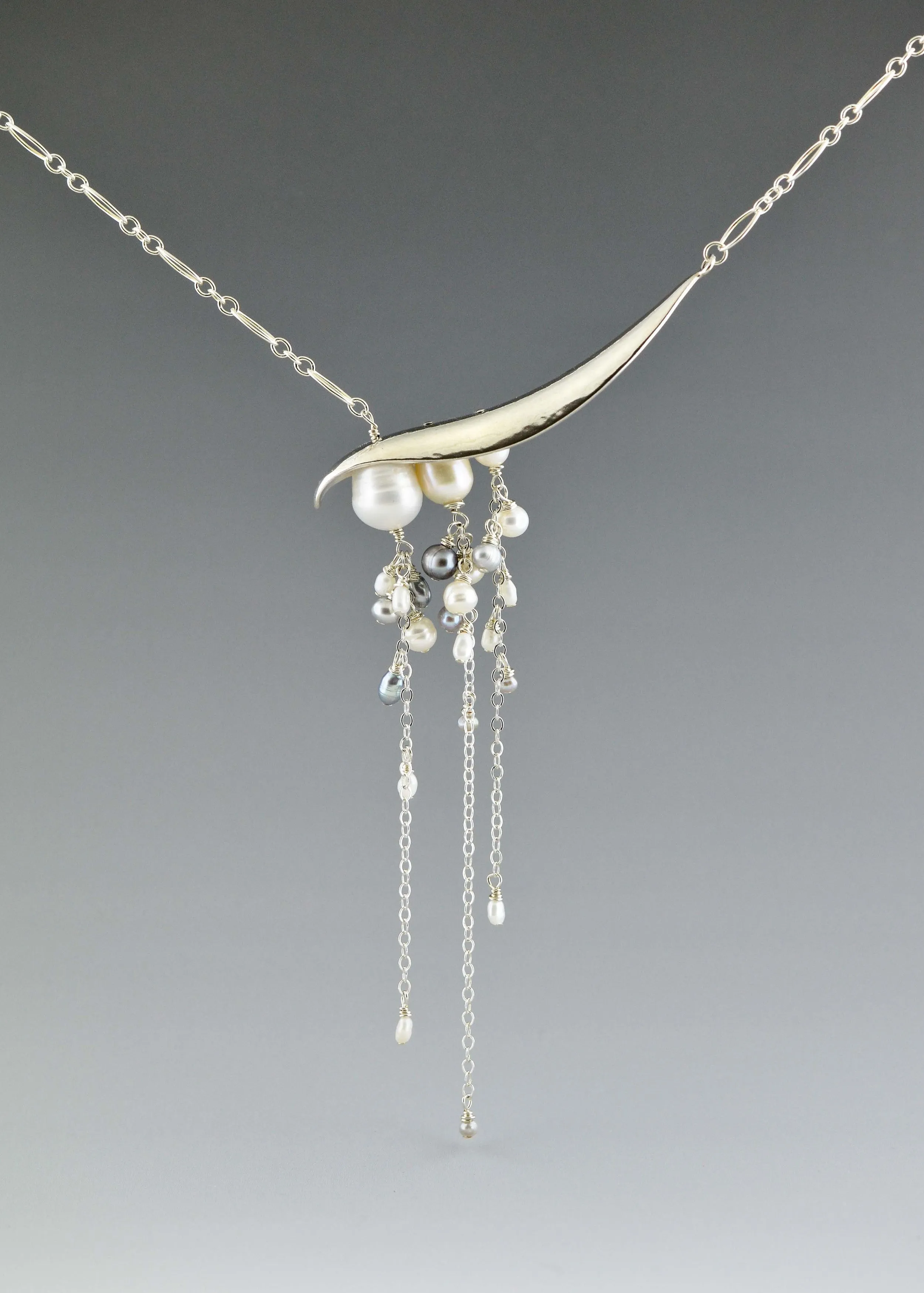 Large Angled Pearl Drop Necklace