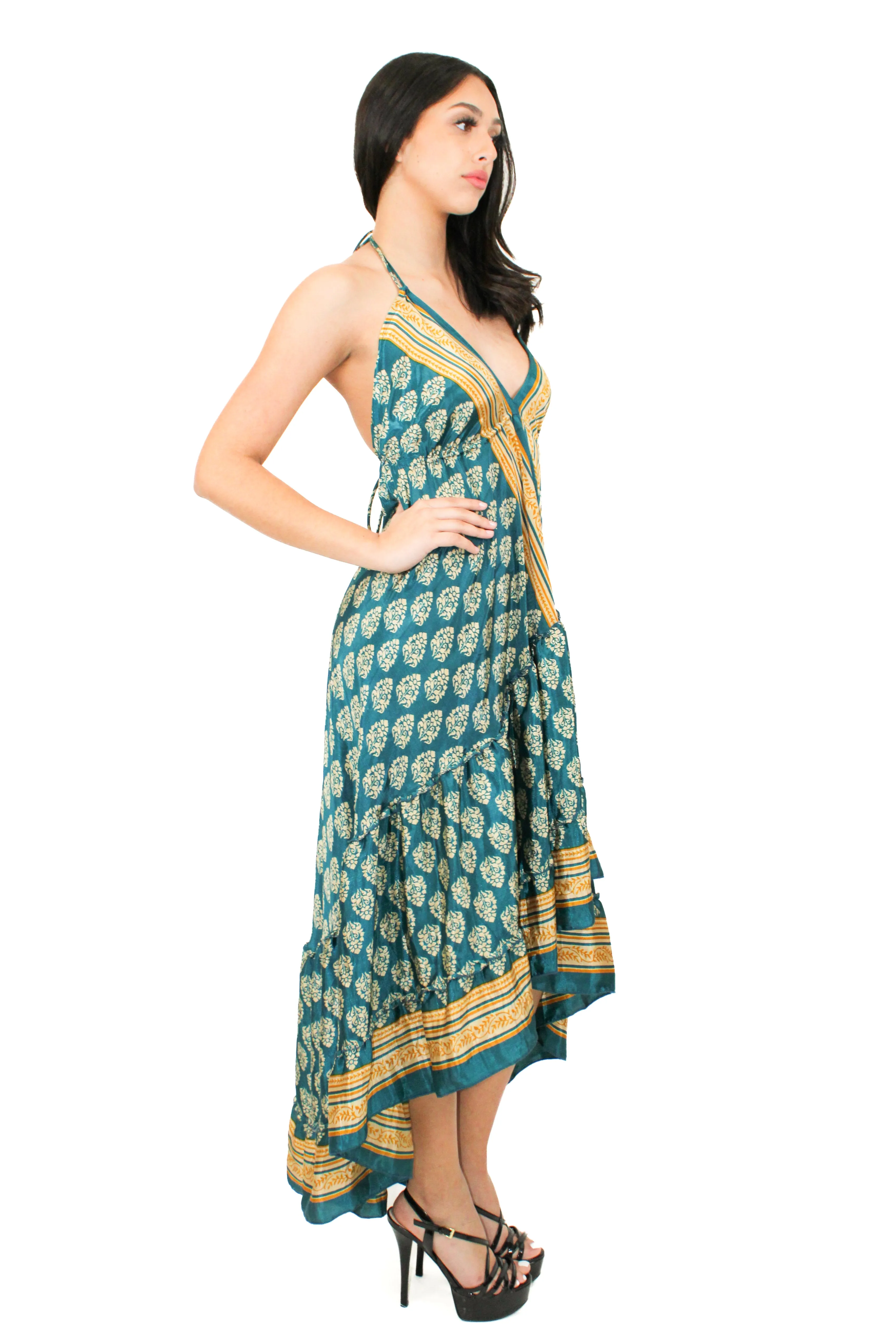 Lazy Daisy high-low adjustable halter dress Blue (DK-07V)