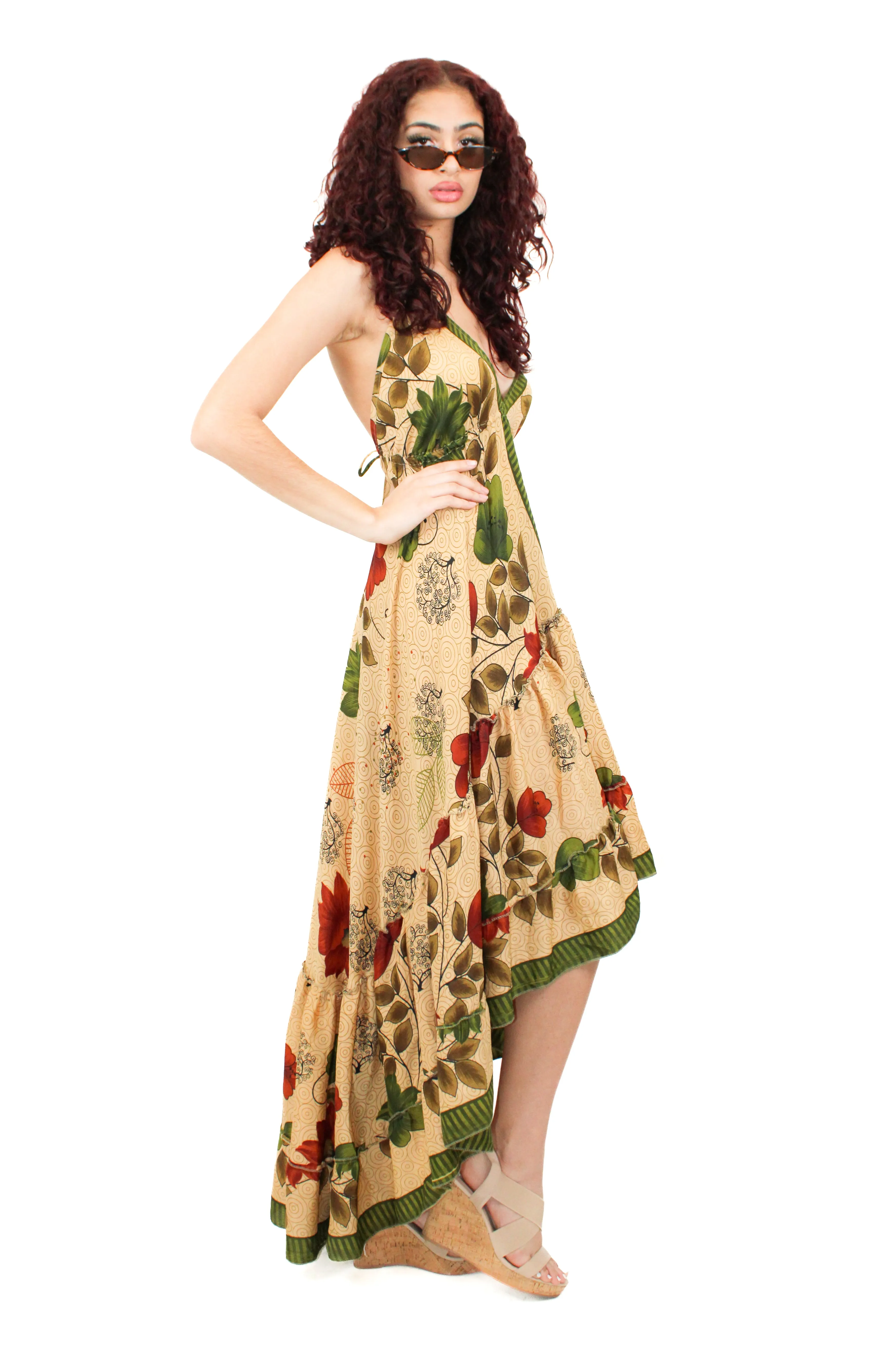 Lazy Daisy high-low adjustable halter dress Blue (DK-07V)