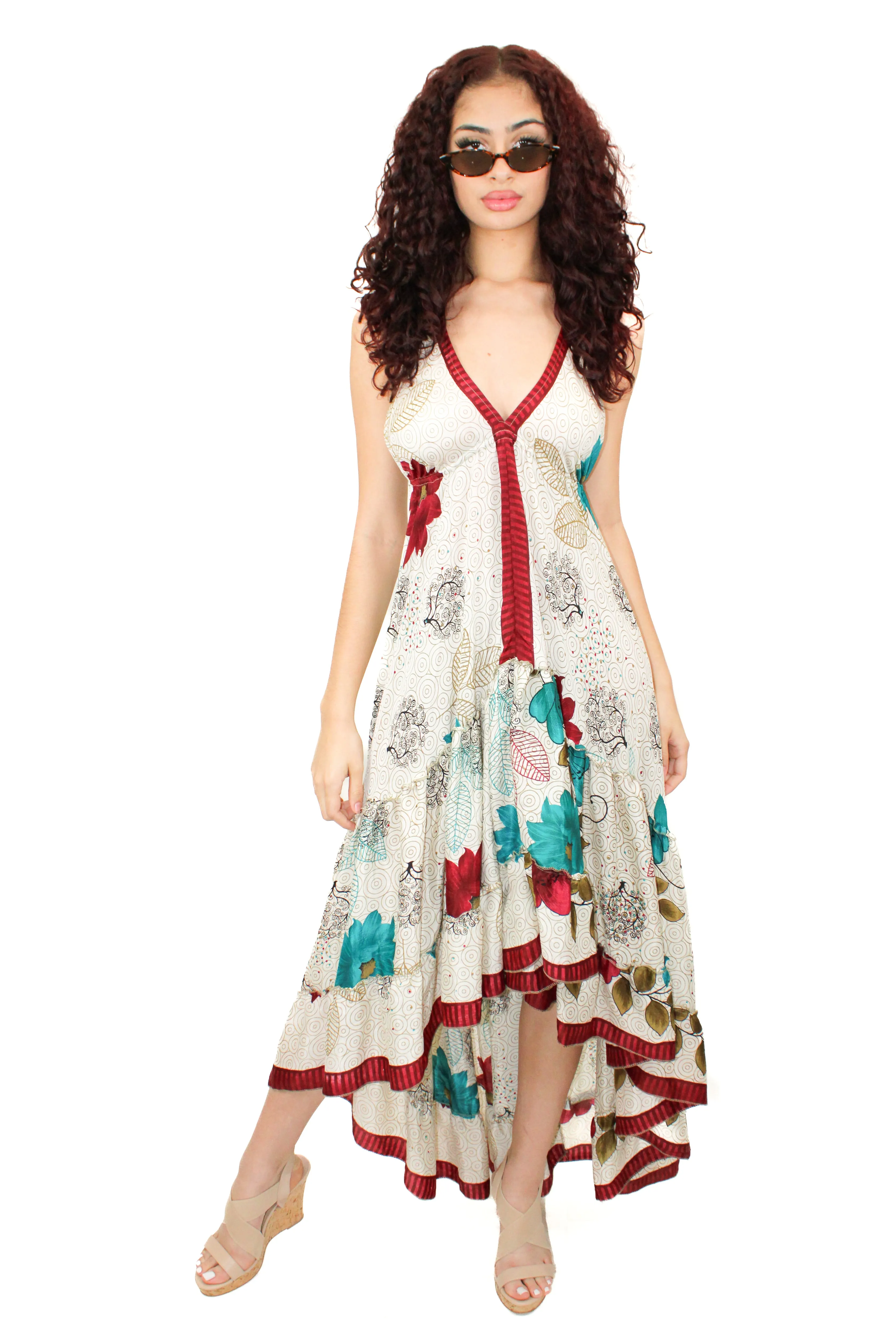 Lazy Daisy high-low adjustable halter dress Blue (DK-07V)