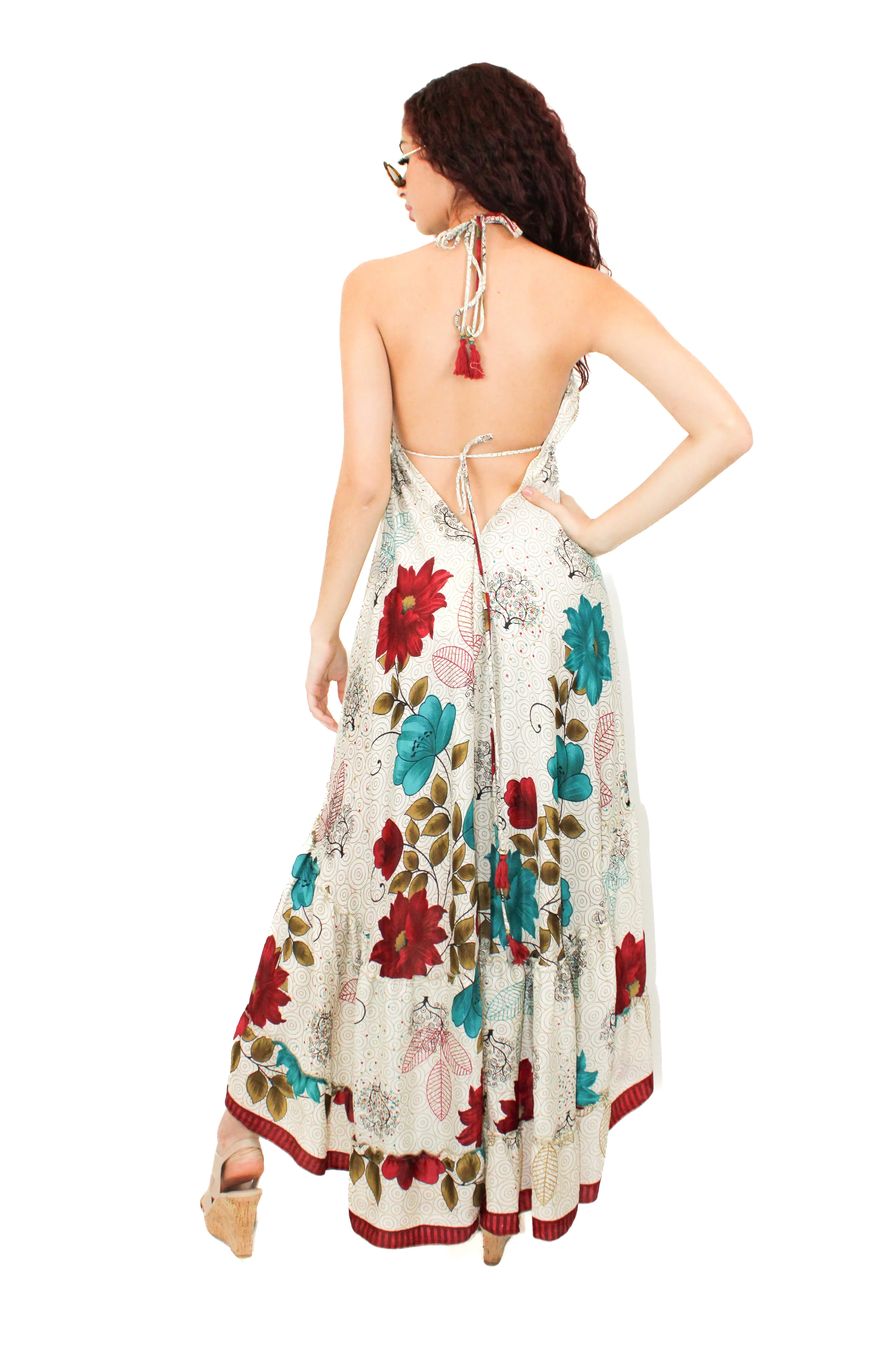 Lazy Daisy high-low adjustable halter dress Blue (DK-07V)