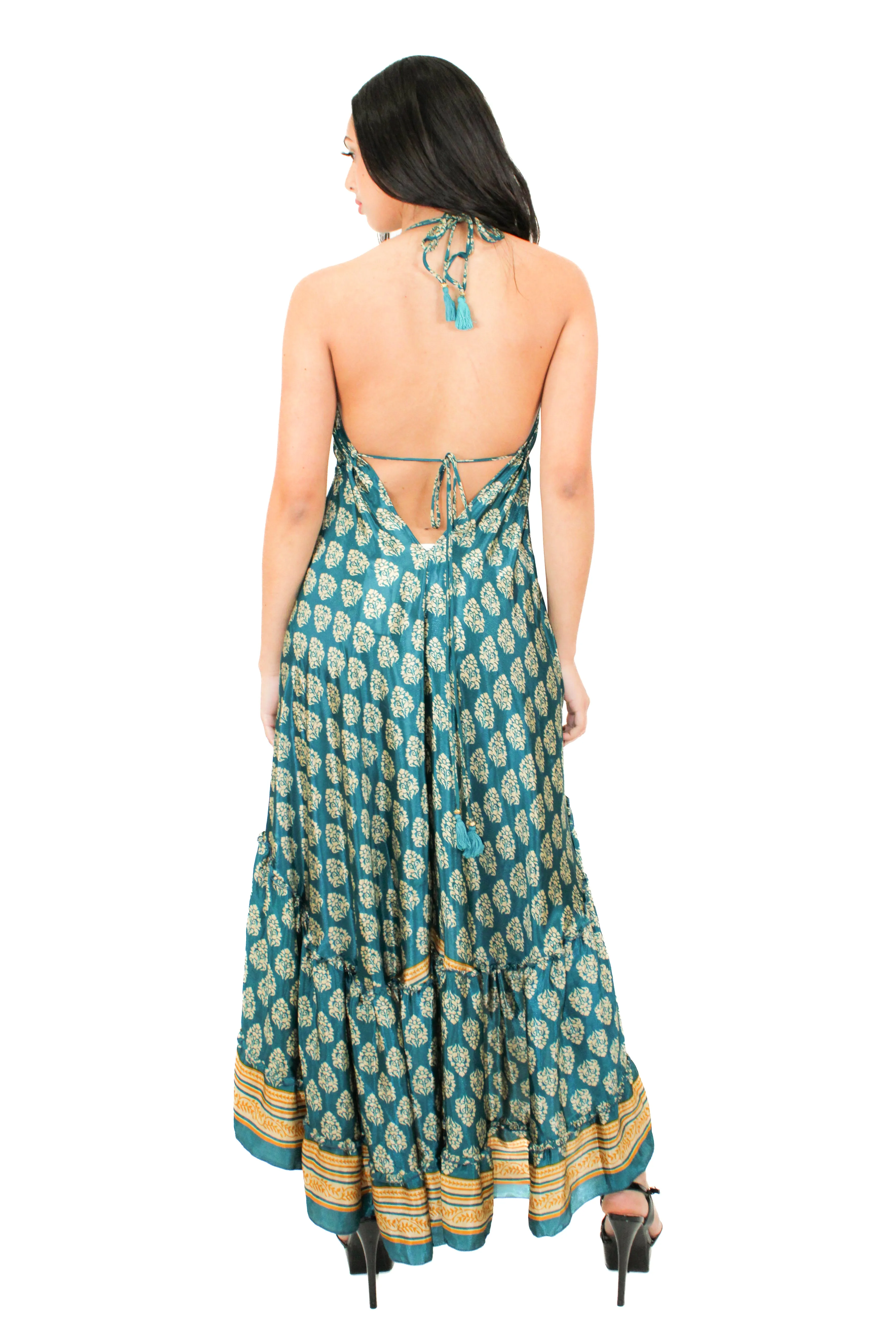 Lazy Daisy high-low adjustable halter dress Blue (DK-07V)