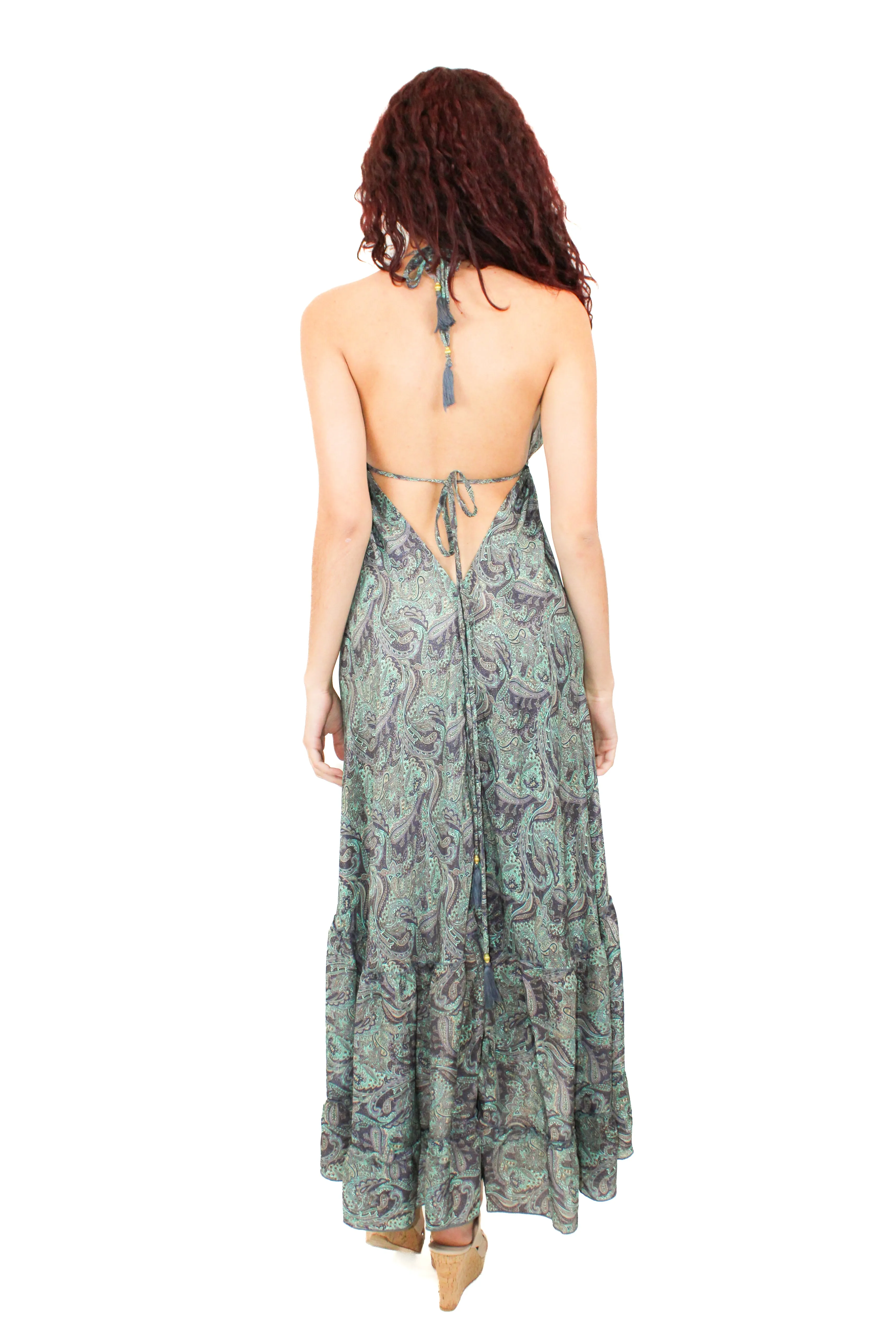 Lazy Daisy high-low adjustable halter dress Blue (DK-07V)