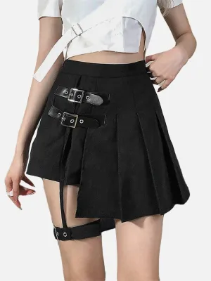 Leg Ring Asymmetric Pleated Skirt