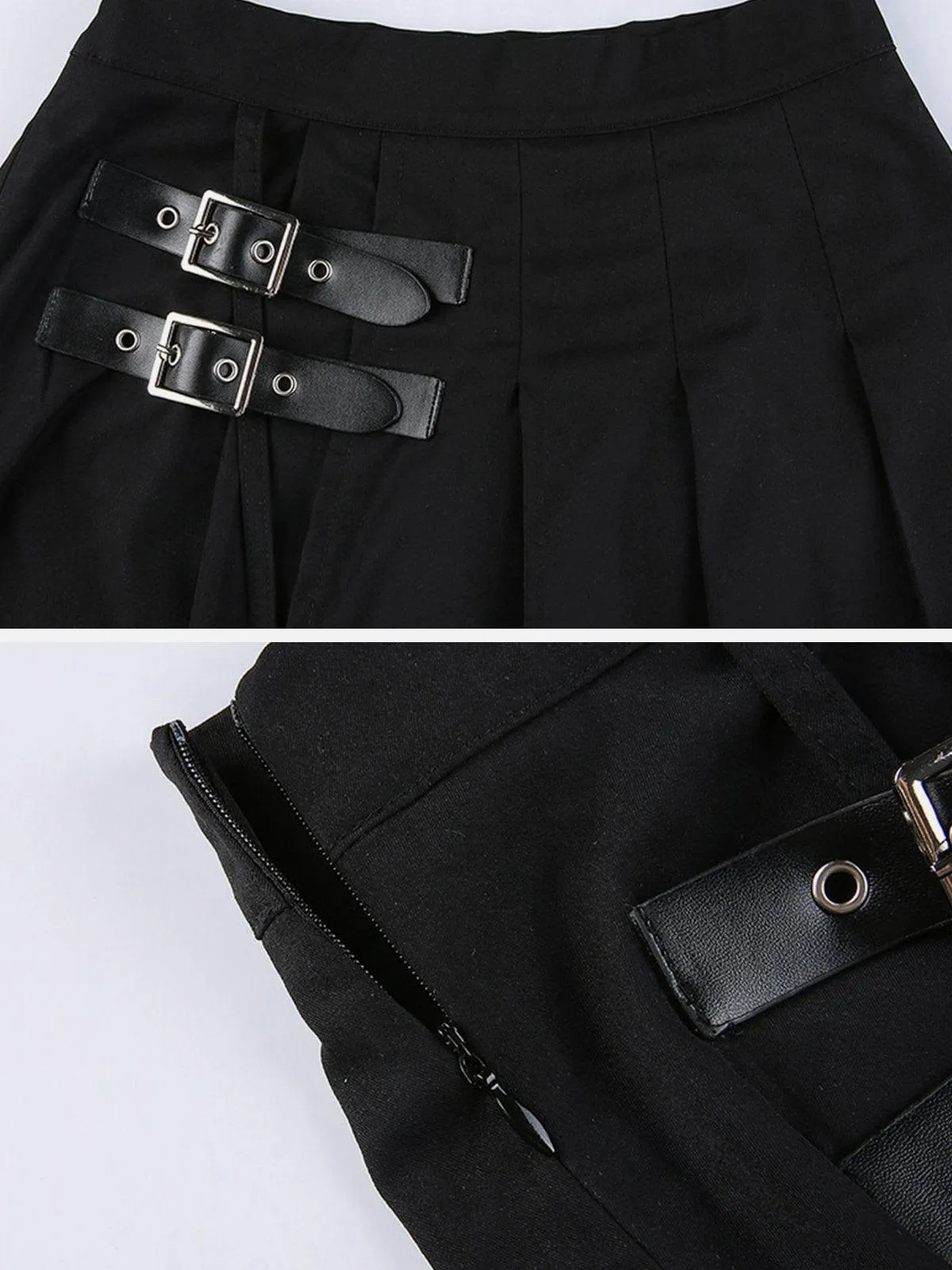 Leg Ring Asymmetric Pleated Skirt