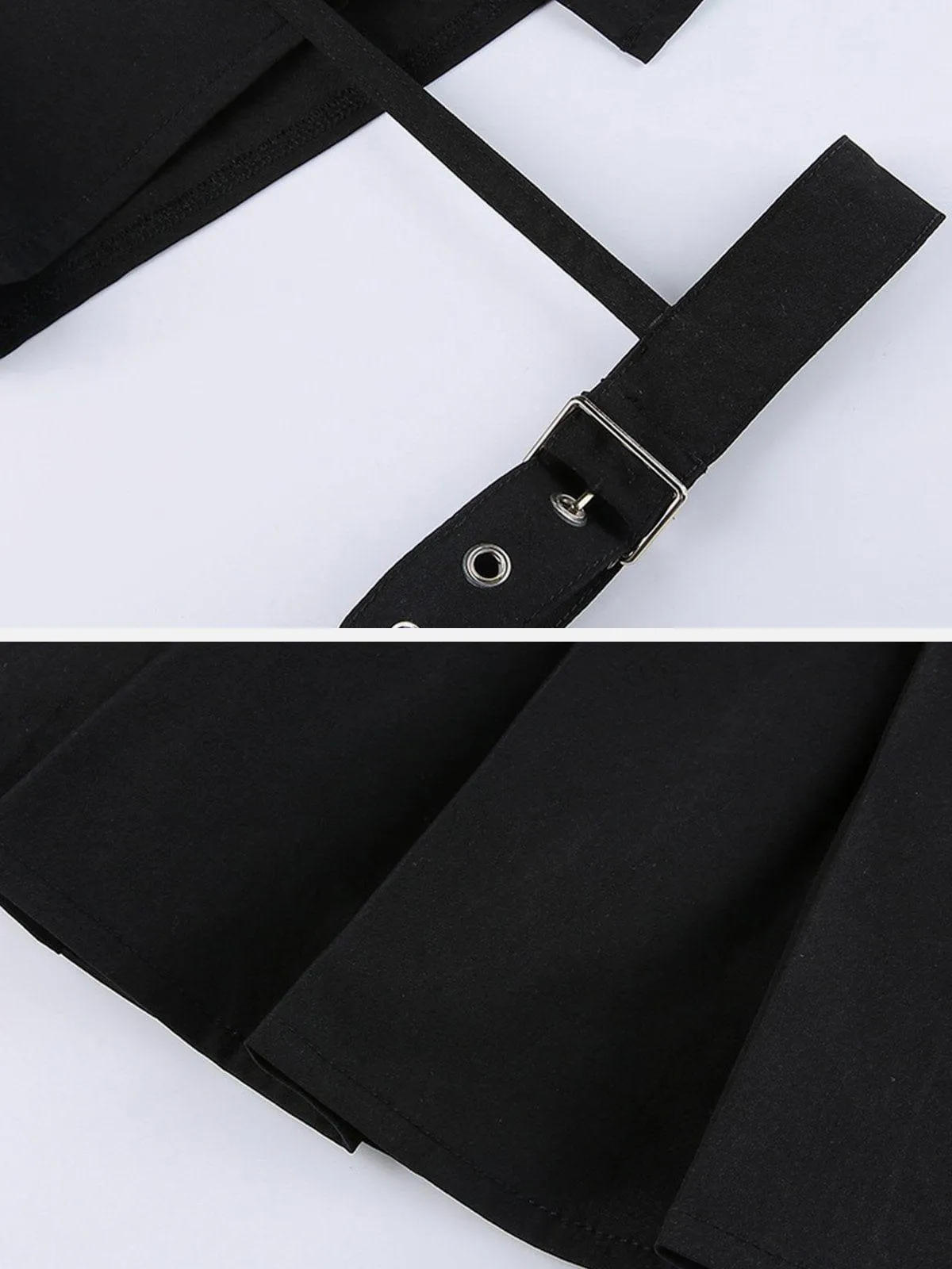 Leg Ring Asymmetric Pleated Skirt