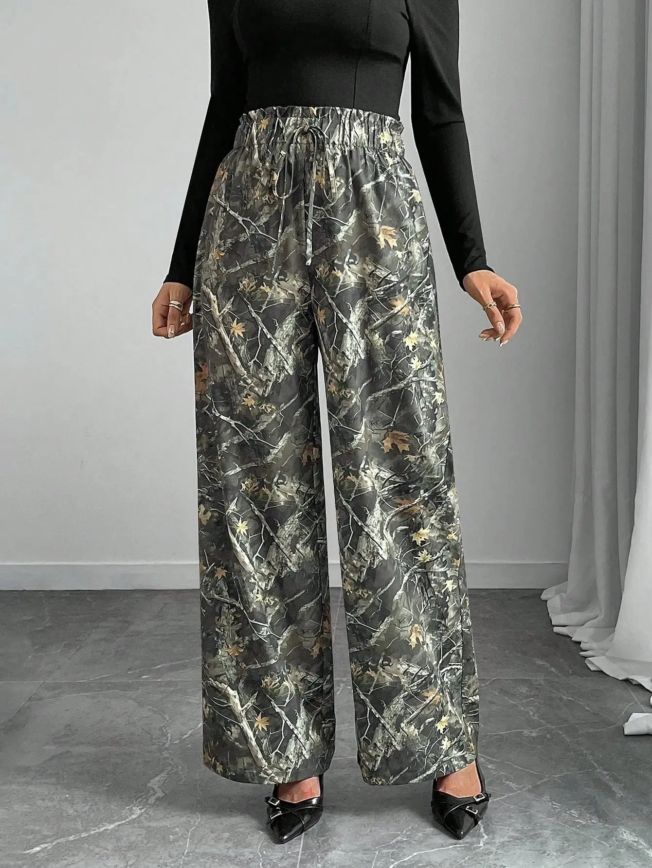 Leopard Print Wide Leg Pants