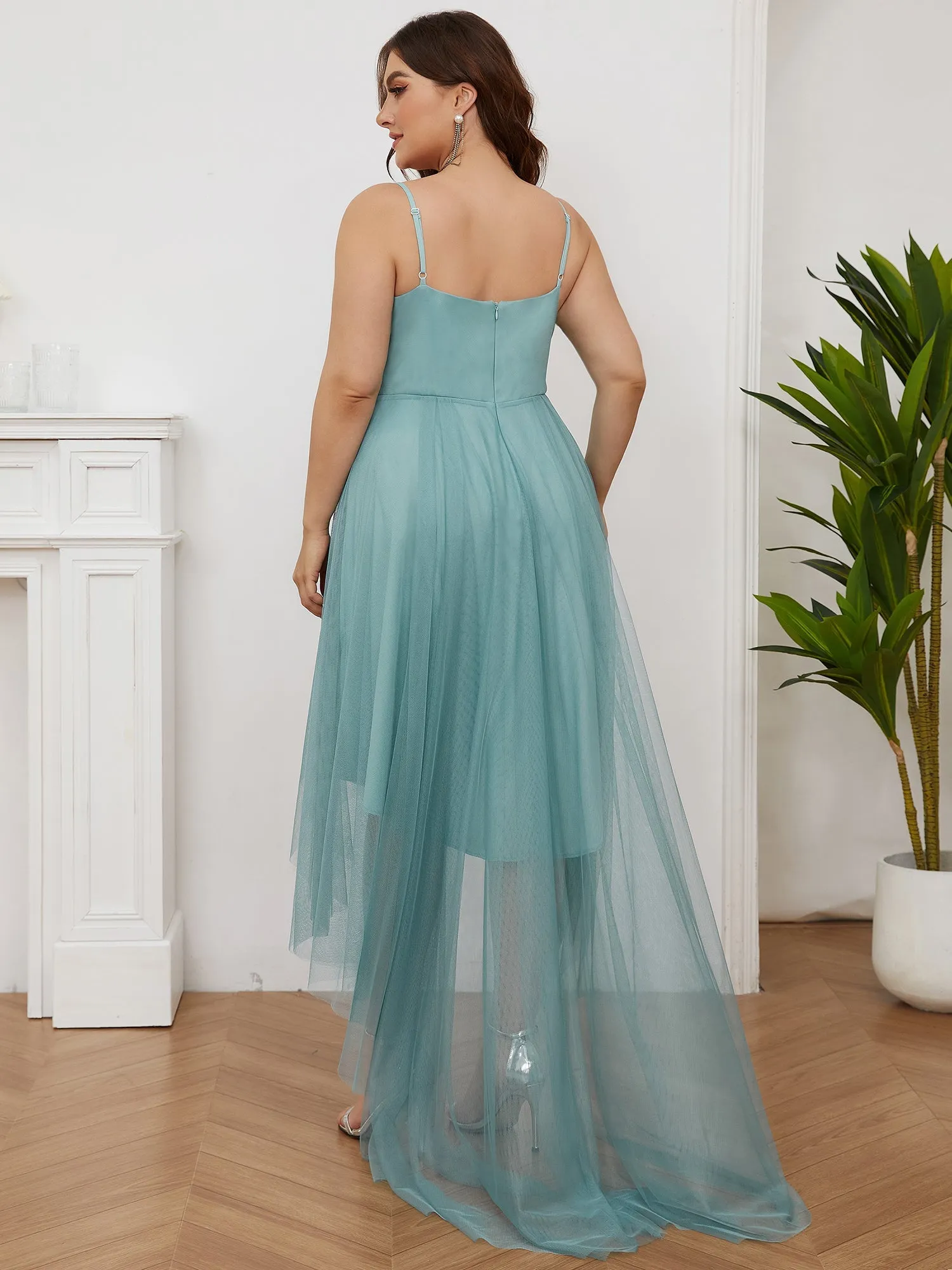 élégante robe de bal en tulle avec ceinture perlée(Vente finale)