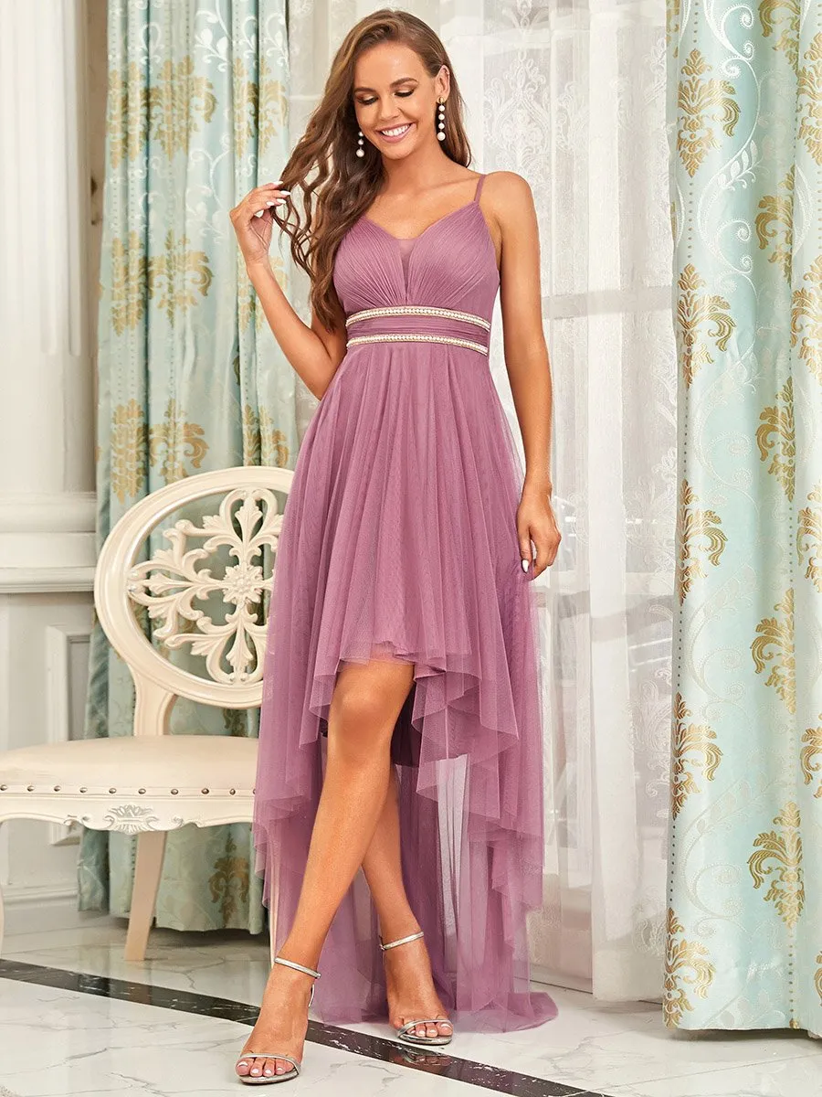 élégante robe de bal en tulle avec ceinture perlée(Vente finale)