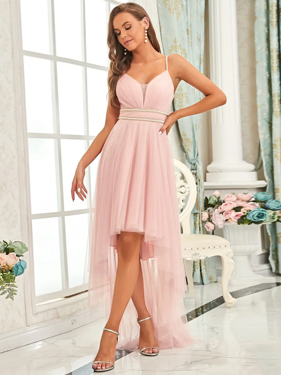 élégante robe de bal en tulle avec ceinture perlée(Vente finale)
