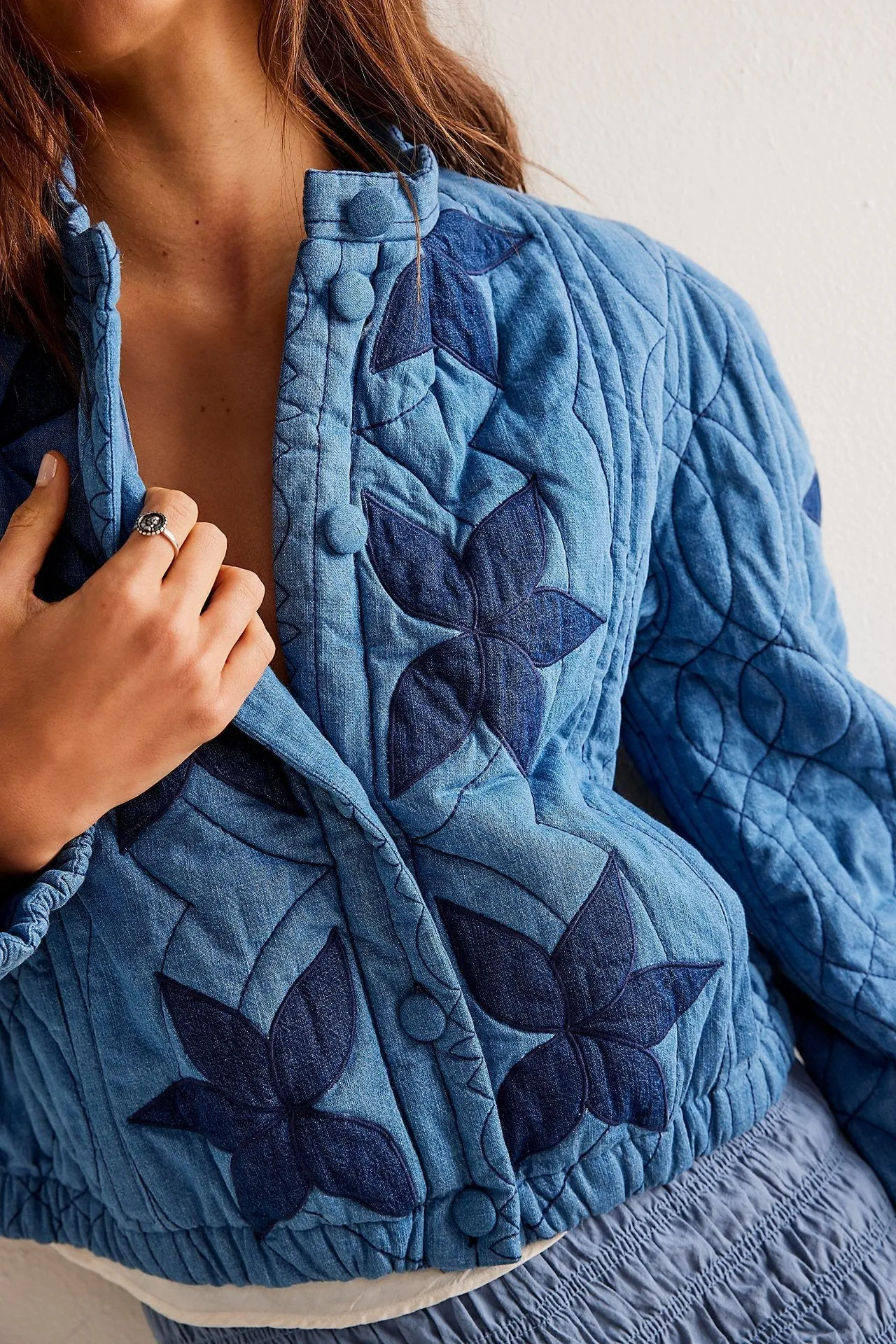 Lilia™ | Maple Leaf Patchwork Quilted Cropped Jacket