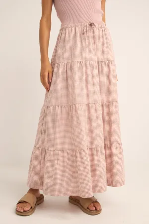 Lola Checked Tiered Maxi Skirt
