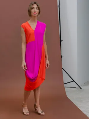 loop dress - fuchsia/orange