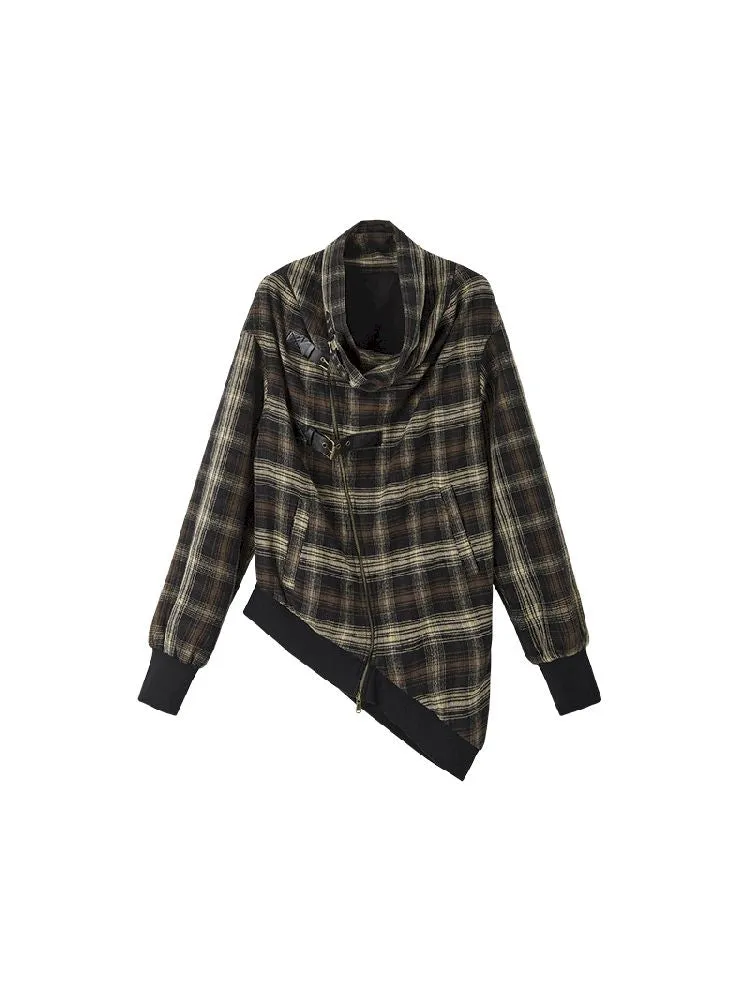 Loose plaid asymmetrical sweater jacket【s0000010326】