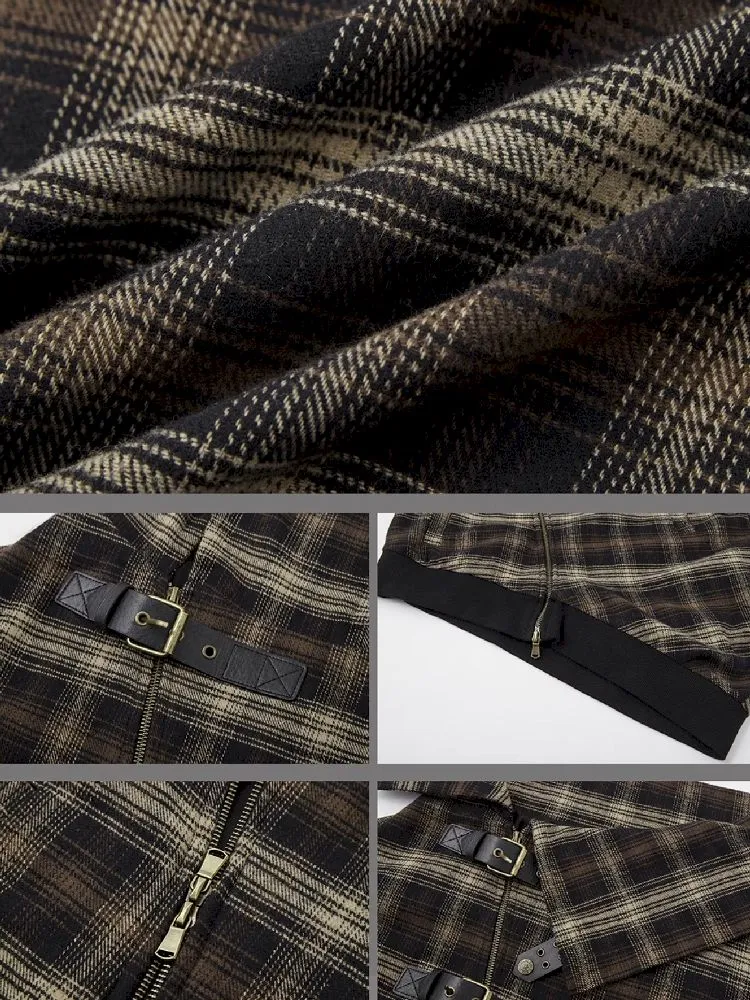 Loose plaid asymmetrical sweater jacket【s0000010326】