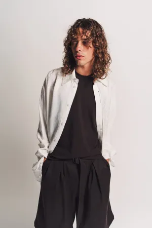 LOUIS GABRIEL NOUCHI | LONG SHIRT WITH ASYMMETRICAL OPENING IN DROPS JACQUARD