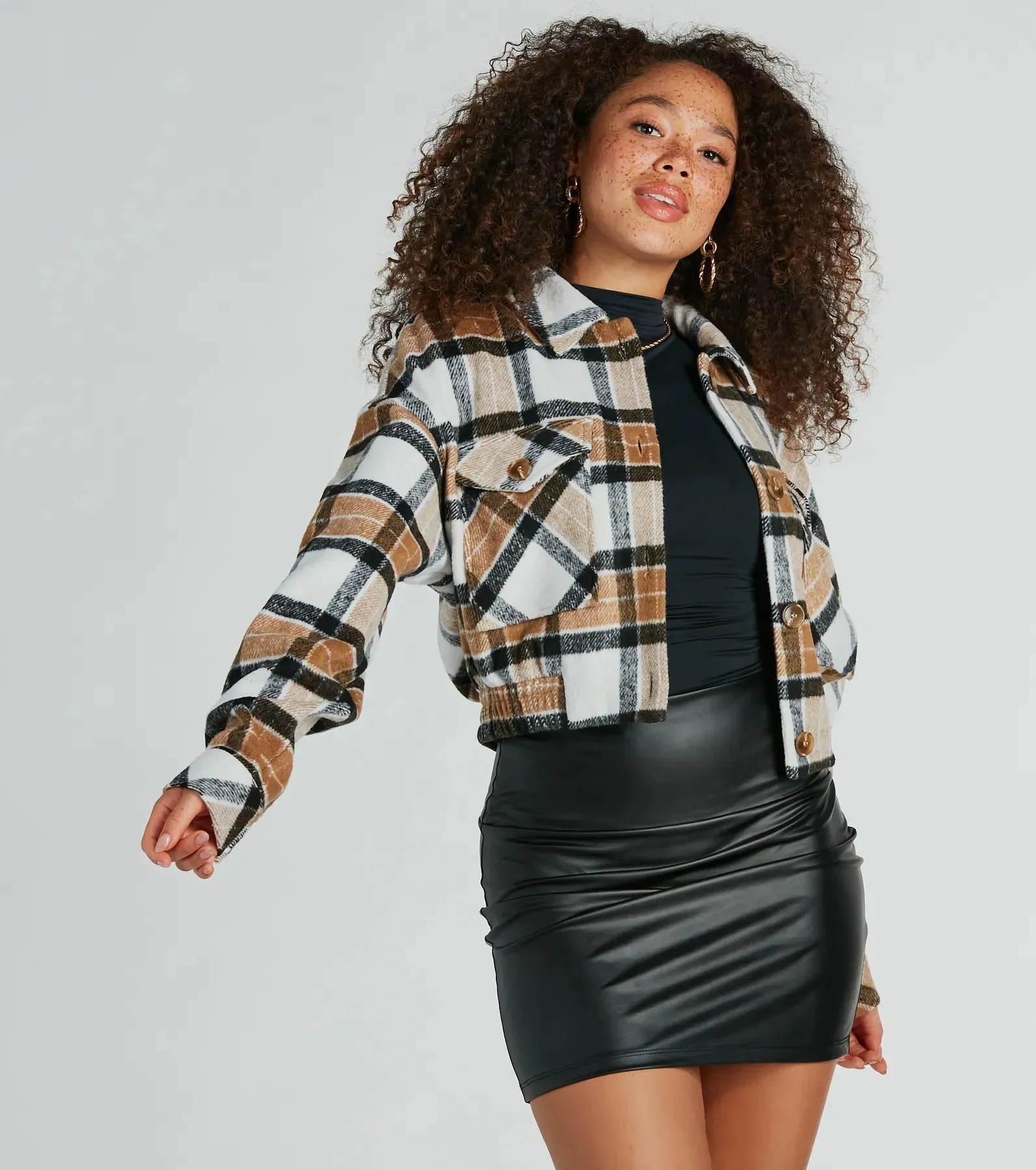 Love For Fall Plaid Cropped Shacket