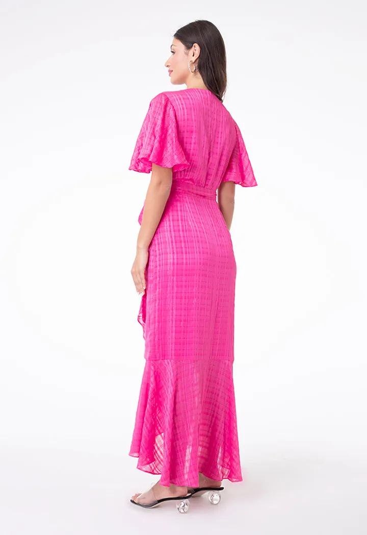 Lurex Stripe Wrap Dress